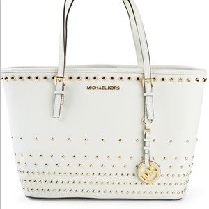 Michael Kors | white tote bag with gold studs
